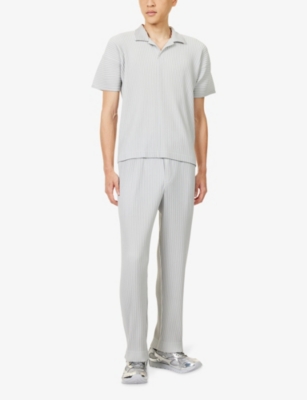 Issey Miyake Mens Core Pleated Straight Leg Trousers In Gray