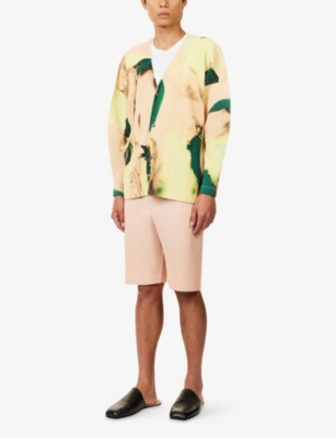 Issey Miyake Ns Orange Beige Agate Graphic-pattern Woven Cardigan In Multi