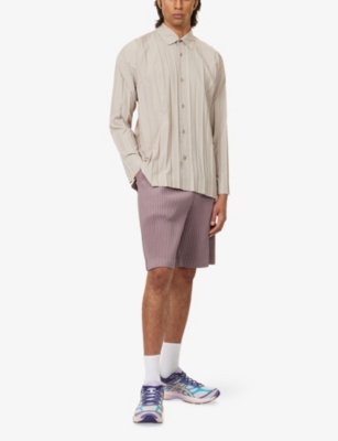 Issey Miyake Ns Gray Edge Long-sleeves Knitted Shirt In Neutral