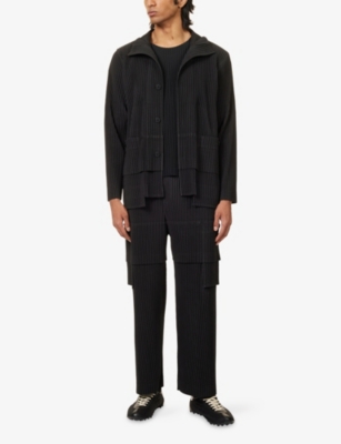 Issey Miyake Ns Coke Gray Multi-pocket Relaxed-fit Knitted Shirt In Black