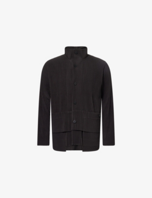 Issey Miyake Ns Coke Gray Multi-pocket Relaxed-fit Knitted Shirt In Black