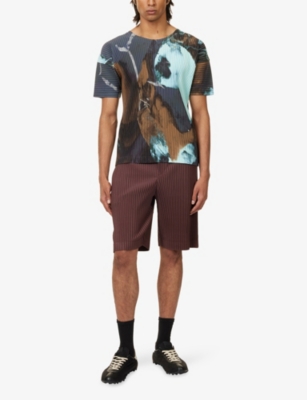 Issey Miyake Ns Edge Brown Color Pleats Drawstring Knitted Shorts In Brown