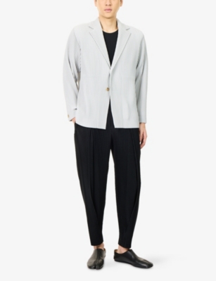 HOMME PLISSE ISSEY MIYAKE: Tailored Straight-Leg Pleats Knitted Trousers