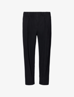Issey Miyake Ns Homme Plisse  Tailored Straight-leg Pleats Knitted Trousers In Black