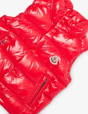 Moncler Red Bernard Quilted Shell-down Gilet 6 Months-3 Year In Red