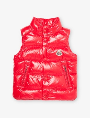 Moncler Red Bernard Quilted Shell-down Gilet 6 Months-3 Year In Red