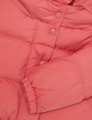 Moncler Dark Pink Laurie Hooded Shell-down Jacket 6 Months- In Pink