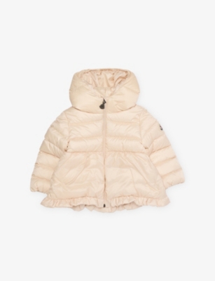 Moncler Light Pink Odile Hooded Shell-down Puffer Jacket 6-36 Month In Neutral