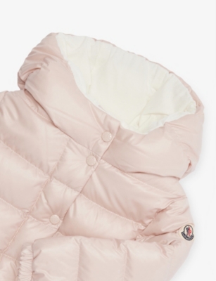 Moncler Light Pink Tazui Hooded Shell-down Jacket 9 Months-3 Year In Pink