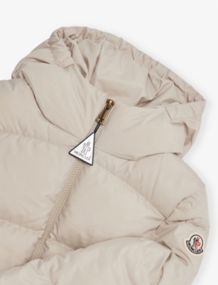 Moncler Light Beige Cascar Hooded Shell-down Jacket 4-14 In Neutral