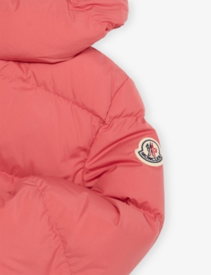 Moncler Dark Pink Cascar Hooded Shell-down Puffer Jacket 4-14 In Red