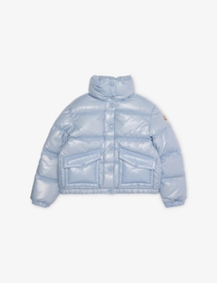 Moncler Medium Blue Puivert Logo-patch Padded Jacket 4-14 In Blue