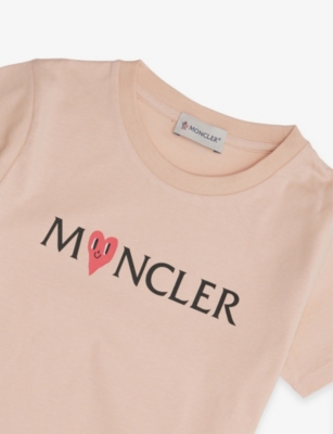 Moncler Pastel Pink Logo-patch Short-sleeve Cotton T-shirt 4-14 In Pink