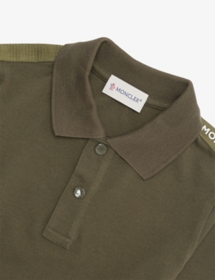 Moncler Dark Green Logo-patch Cotton Piqué Polo Shirt 4- In Green