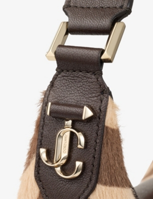Jimmy Choo Womens Natural/choc/gold Bar Zebra-print Pony-hair Leather Hobo Shoulder Bag