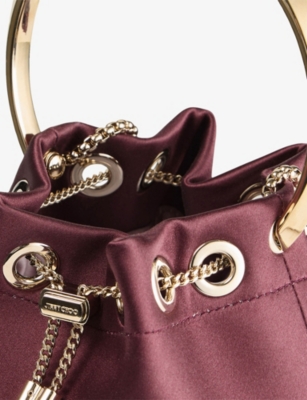 Jimmy Choo Womens Deep Merlot/gold Bon Bon Satin Top-handle Bag In Multi
