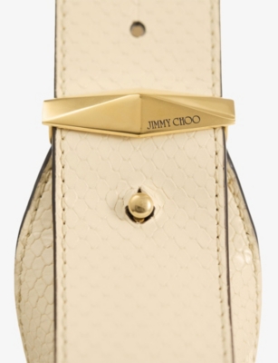 JIMMY CHOO: Diamond Hobo Small Snakeskin-Embossed Leather Shoulder Bag
