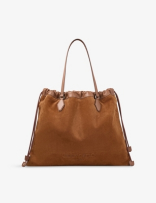Jimmy Choo Womens Tan/light Gold Drawstring Large Suede Tote Bag In Multi
