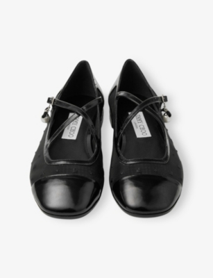 Jimmy Choo Womens Black/black Eleri Crossover-strap Patent-leather And Mesh Ballet Flats Eur 36 / 3 Uk In Black