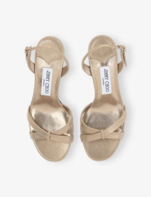 Jimmy Choo Elsy 70 Metallic Leather Sandals In Gold