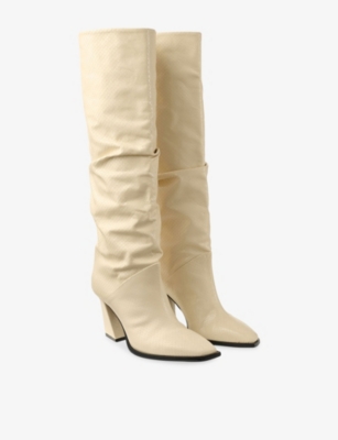 Jimmy Choo Womens Buttermilk Hart Kb 85 Leather Boots Eur 40 / 7 Uk In Yellow