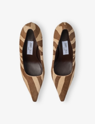 JIMMY CHOO: Ixia 80 Zebra-Print Leather Pumps