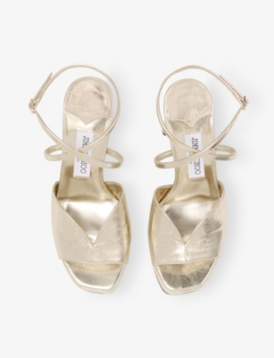 Jimmy Choo 85mm Saeda Crystal-embellished Glitter-heel Sandals In White