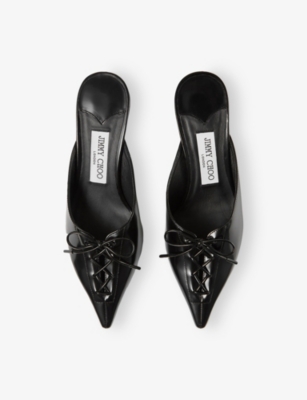 Jimmy Choo 50mm Scarlett Lace-up Pointed-toe Mules In Black