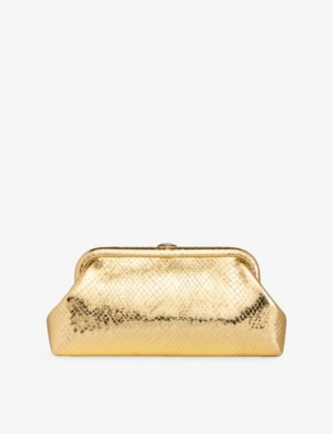 Jimmy Choo Womens Gold/light Gold Skylar Leather Clutch