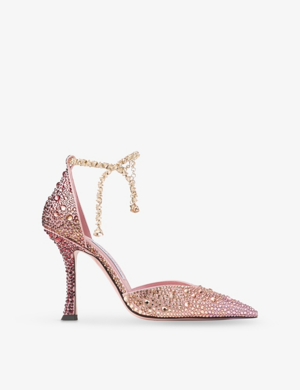 Stevie 100 Crystal-Embellished Satin Heels