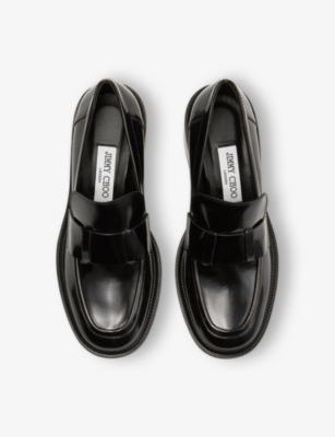 Jimmy Choo 50mm Tylor Leather Block-heel Loafers In Black