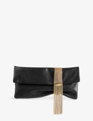 Jimmy Choo Womens Black/gold Zandra Biker Leather Clutch Bag In Multi