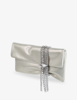 JIMMY CHOO: Zandra Shimmer Metallic-Leather Clutch Bag