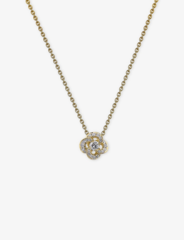 Entwined Petal 18ct Yellow-Gold And 0.10ct Diamond Necklace