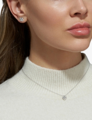 SHAUN LEANE: Entwined Petal 18ct White-Gold And 0.10ct Diamond Stud Earrings