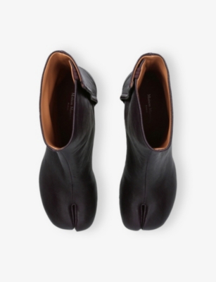 Maison Margiela Tabi High Heels Ankle Boots In Black Leather In Black