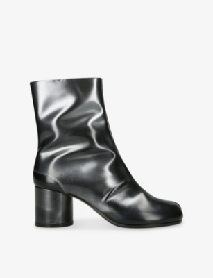 Maison Margiela Tabi Bicolor Leather Ankle Boots In Gray