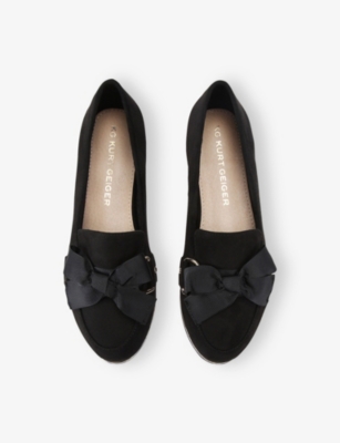 Kg Kurt Geiger Womens Black Mable Bow Faux-suede Loafers Eur 38/5 Uk In Black