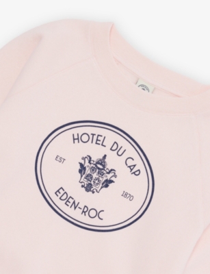 Sporty And Rich Pink Dolphin Eden Crest-print Cotton-blend Sweatshirt In Pink