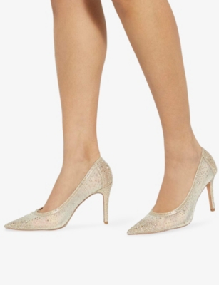 Dune Womens Gold Synthetic Brightest Rhinestone-embellished Mesh Courts Eur 40 / 7 Uk In Gold