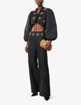 Sister Jane Womens Black Sol De Noche Wide-leg Woven Trousers In Black