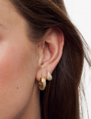 SIF JAKOBS: Goccia Calare Piccolo 18ct Yellow Gold-Plated Sterling-Silver and Cubic Zirconia Stud Earrings