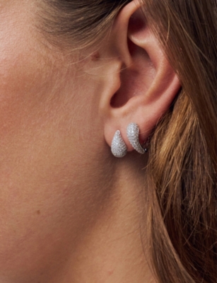 SIF JAKOBS: Goccia Circolo Rhodium-Plated Sterling-Silver and Cubic Zirconia Hoop Earrings