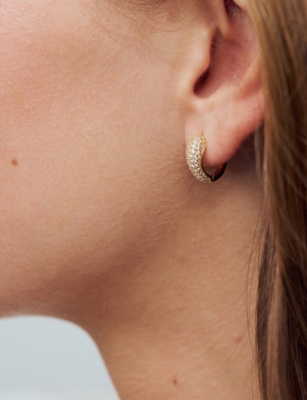 SIF JAKOBS: Goccia Circolo 18ct Yellow Gold-Plated Sterling-Silver and Cubic Zirconia Hoop Earrings