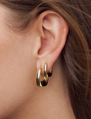 SIF JAKOBS: Borsa Pianura Piccolo 18ct Yellow-Gold Plated Sterling Silver Hoop Earrings