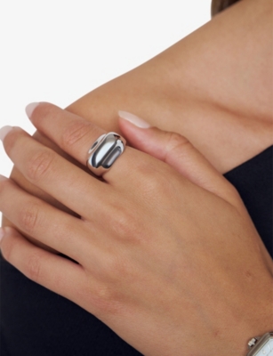 SIF JAKOBS: Borsa Pianura Rhodium-Plated Sterling-Silver Ring