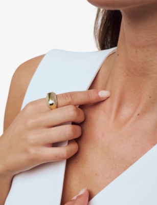 SIF JAKOBS: Borsa 18ct Yellow Gold-Plated Sterling-Silver and Cubic Zirconia Ring