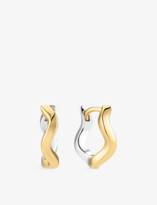SIF JAKOBS: Ellera Waves Pianura Medio 18ct Yellow Gold and Rhodium-Plated Sterling-Silver Hoop Earrings