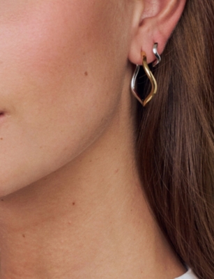 SIF JAKOBS: Ellera Waves Pianura Grande 18ct Yellow Gold and Rhodium-Plated Sterling-Silver Hoop Earrings