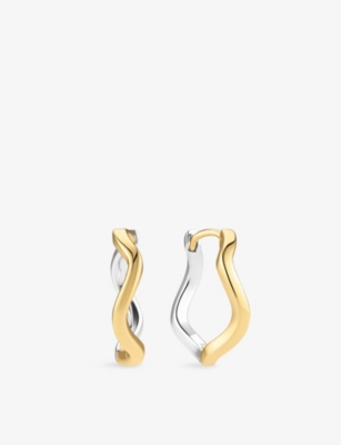 SIF JAKOBS: Ellera Waves Pianura Grande 18ct Yellow Gold and Rhodium-Plated Sterling-Silver Hoop Earrings